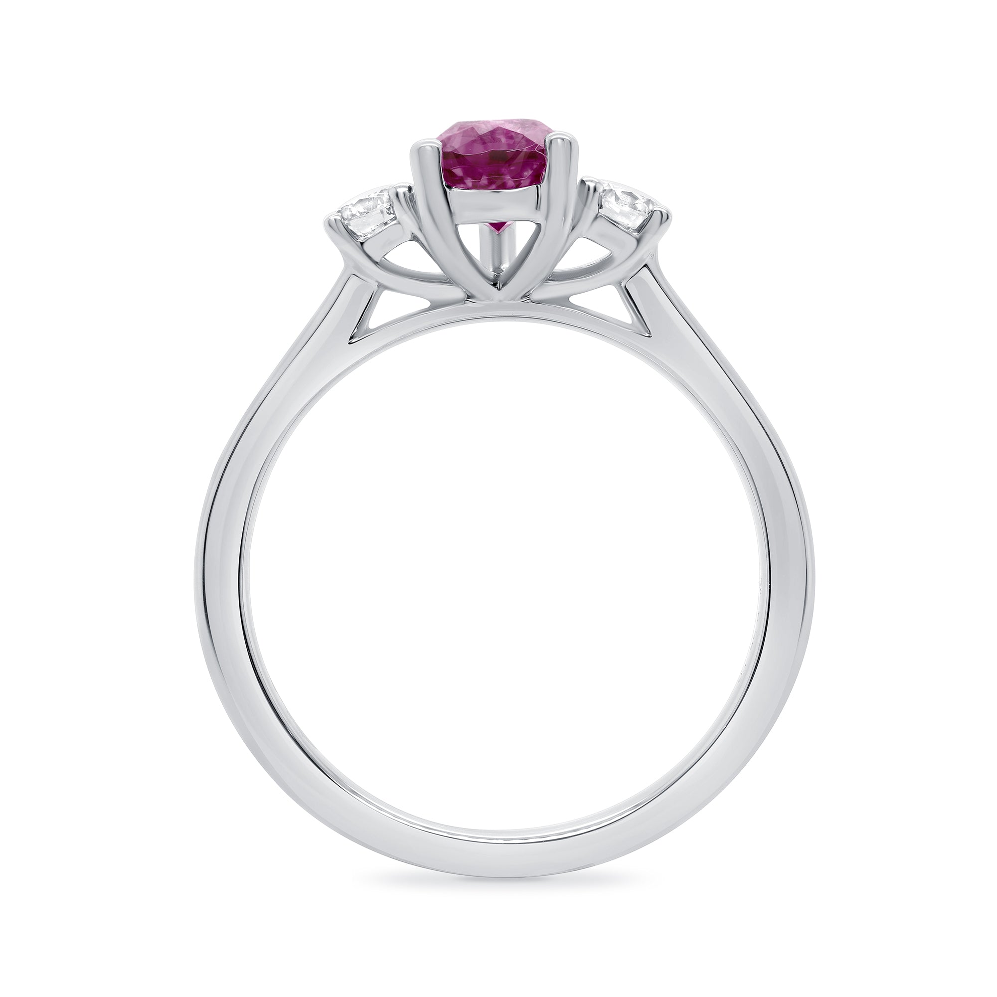 9ct white gold 7x5 pear lab created pink sapphire & E/VS diamonds ring 0.25ts LG