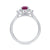 9ct white gold 7x5 pear lab created pink sapphire & E/VS diamonds ring 0.25ts LG