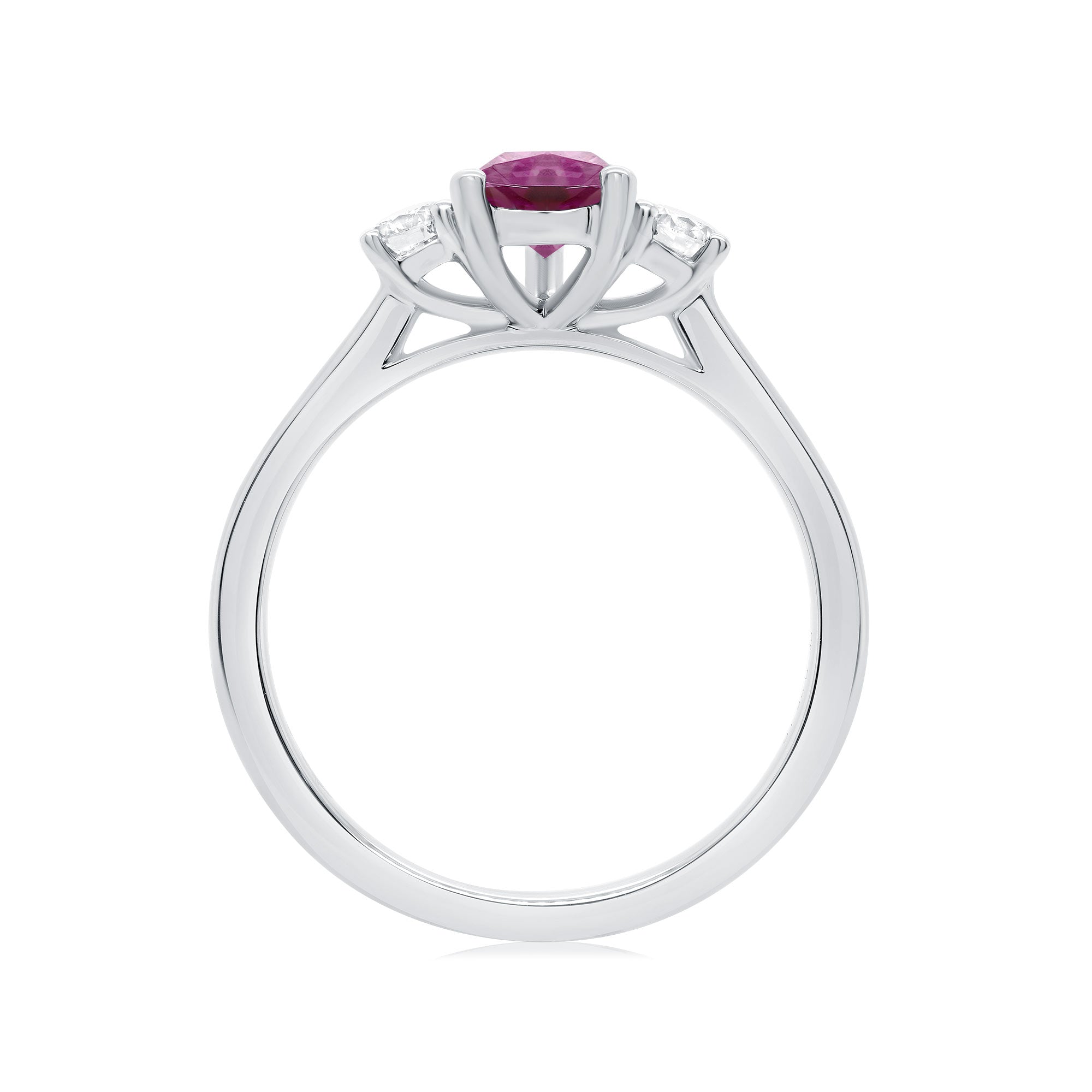 9ct white gold 8x6 pear lab created pink sapphire & E/VS diamonds ring 0.25ts LG