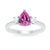 9ct white gold 8x6 pear lab created pink sapphire & E/VS diamonds ring 0.25ts LG