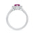 9ct white gold 8x6 pear lab created pink sapphire & E/VS diamond cluster ring 0.36cts LG