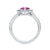 9ct White gold 8x6 pear lab created pink sapphire & E/VS diamond shoulders & cluster ring 0.50cts LG