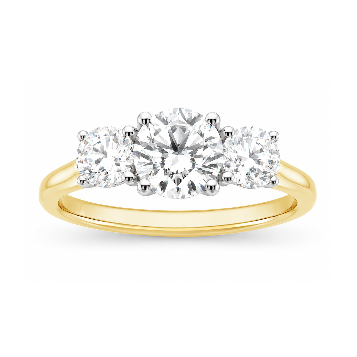 9ct gold lab grown E/VS Diamond 3 stone ring 1.60cts LG