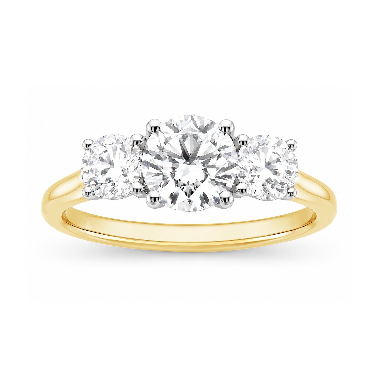 9ct gold lab grown E/VS Diamond 3 stone ring 1.60cts LG