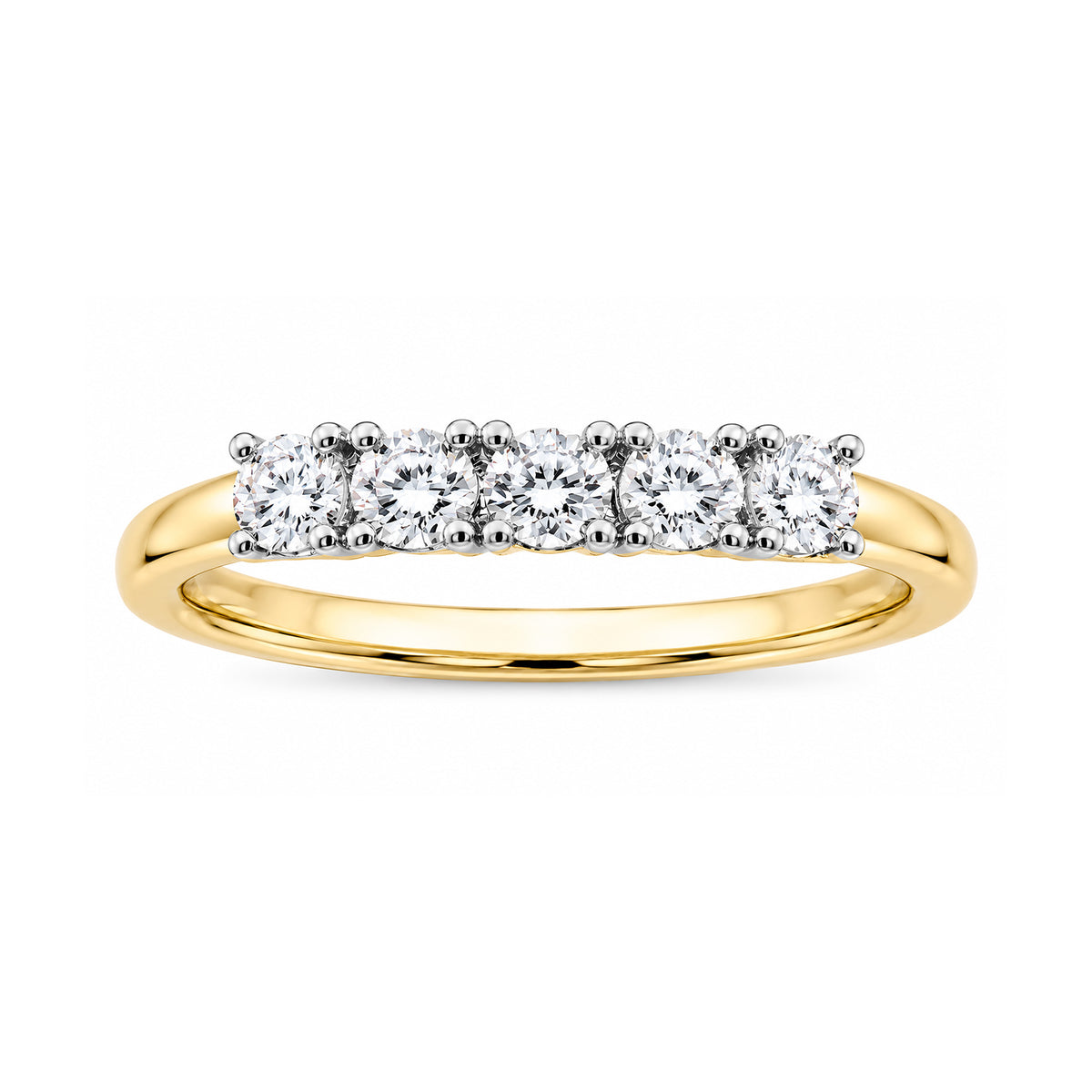 9ct gold 5 stone lab grown E/VS Diamond ring 0.50cts LG
