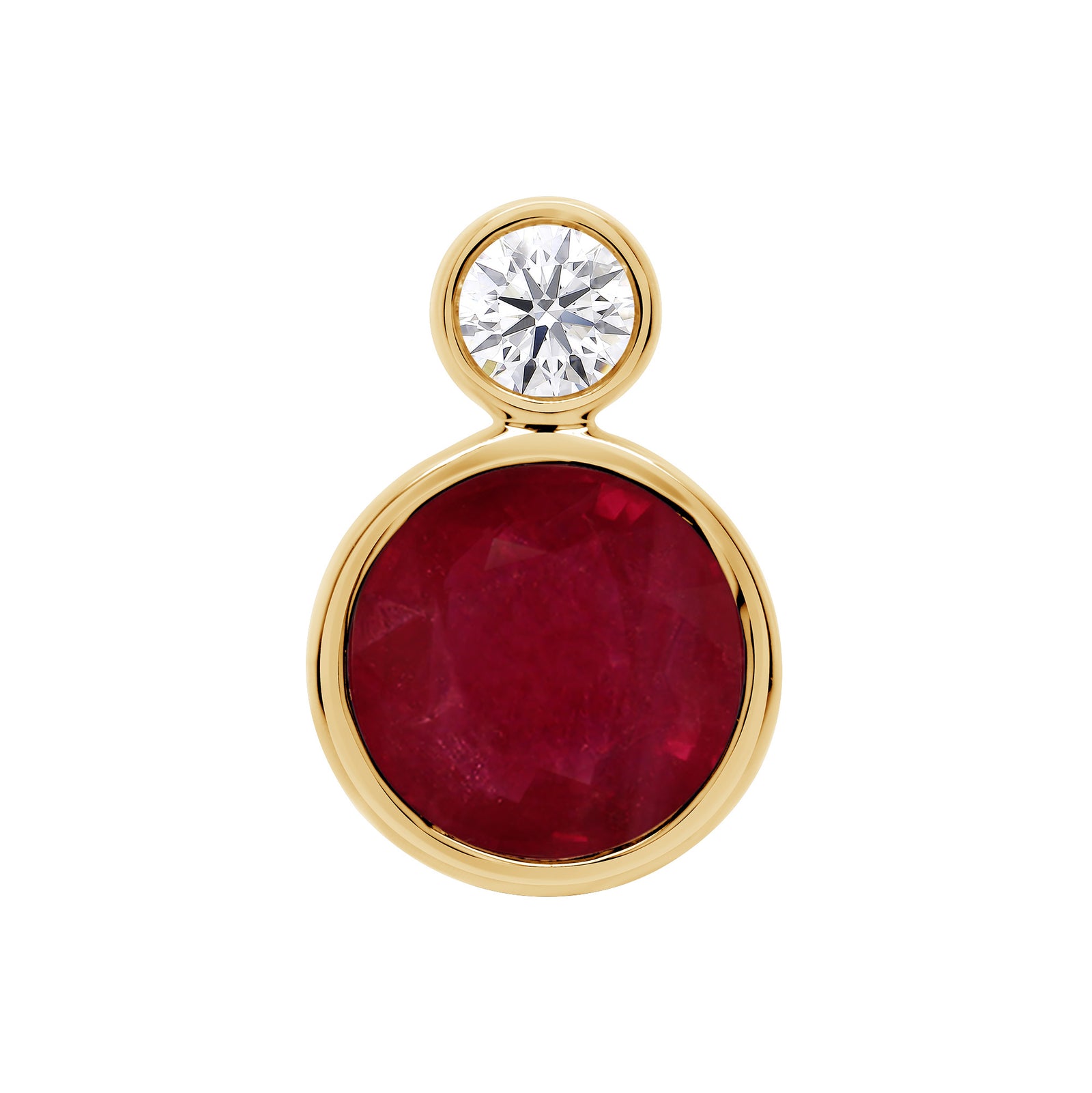 9ct gold 7mm Round Lab Created Ruby & E/VS Diamonds 0.10cts LG Pendant