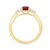 9ct gold 7x5 oval lab created ruby & 3 E/VS diamonds each side ring 0.15cts LG