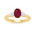 9ct gold 7x5 oval lab created ruby & E/VS diamonds ring 0.25cts LG