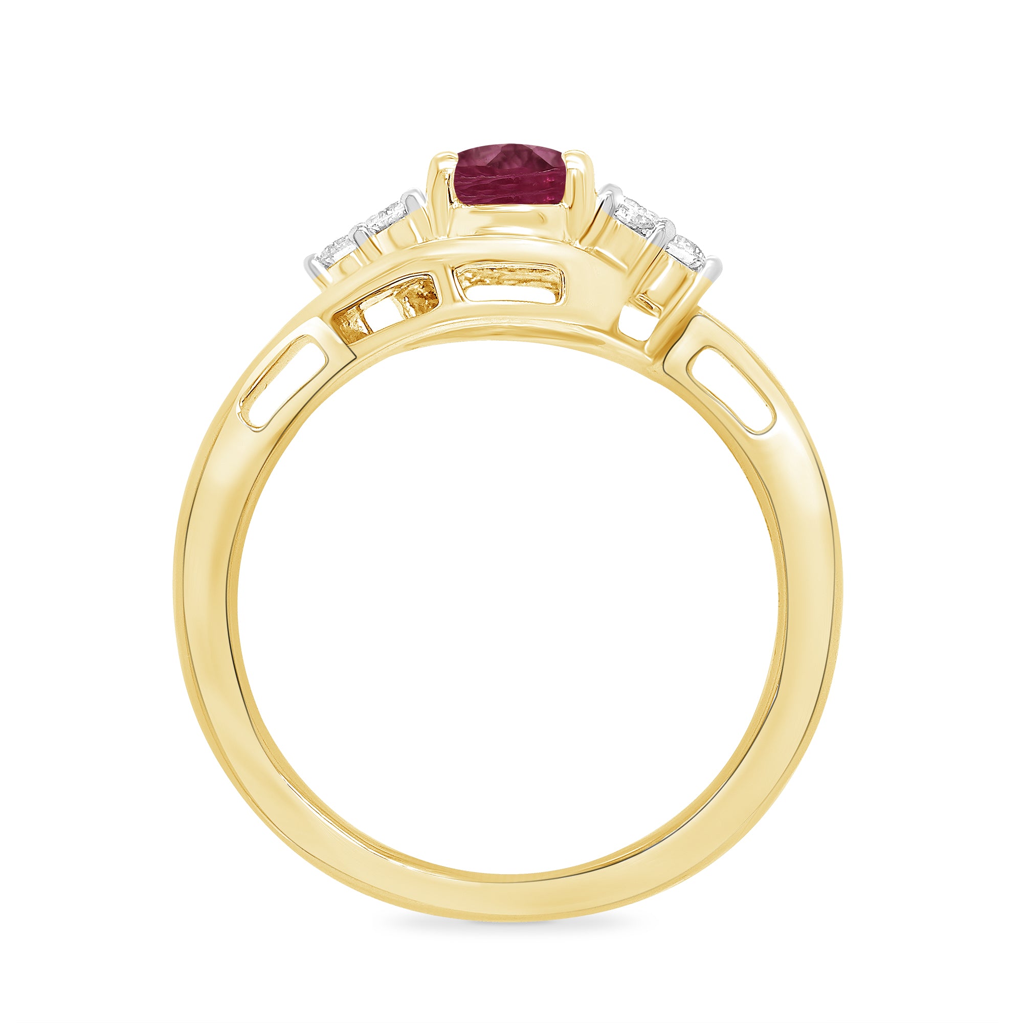 9ct gold 7x5 oval lab created ruby & E/VS diamond ring 0.20cts LG