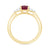 9ct gold 8x6 oval lab created ruby & 3 E/VS diamonds each side ring 0.15cts LG