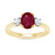 9ct gold 8x6 oval lab created ruby & E/VS diamonds ring 0.25cts LG