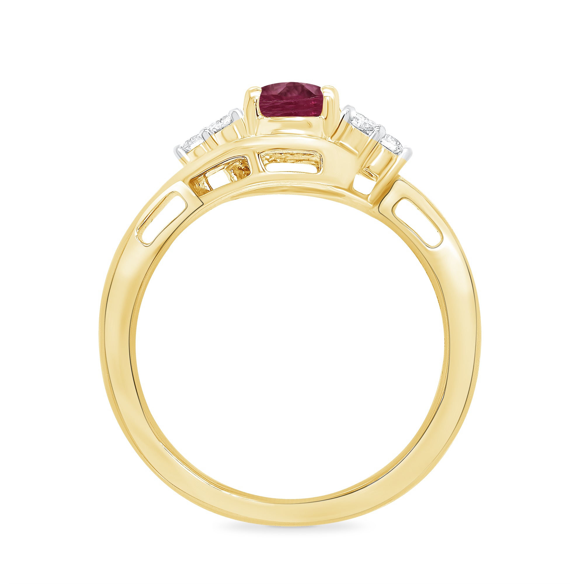 9ct gold 8x6 oval lab created ruby & E/VS diamond ring 0.20cts LG