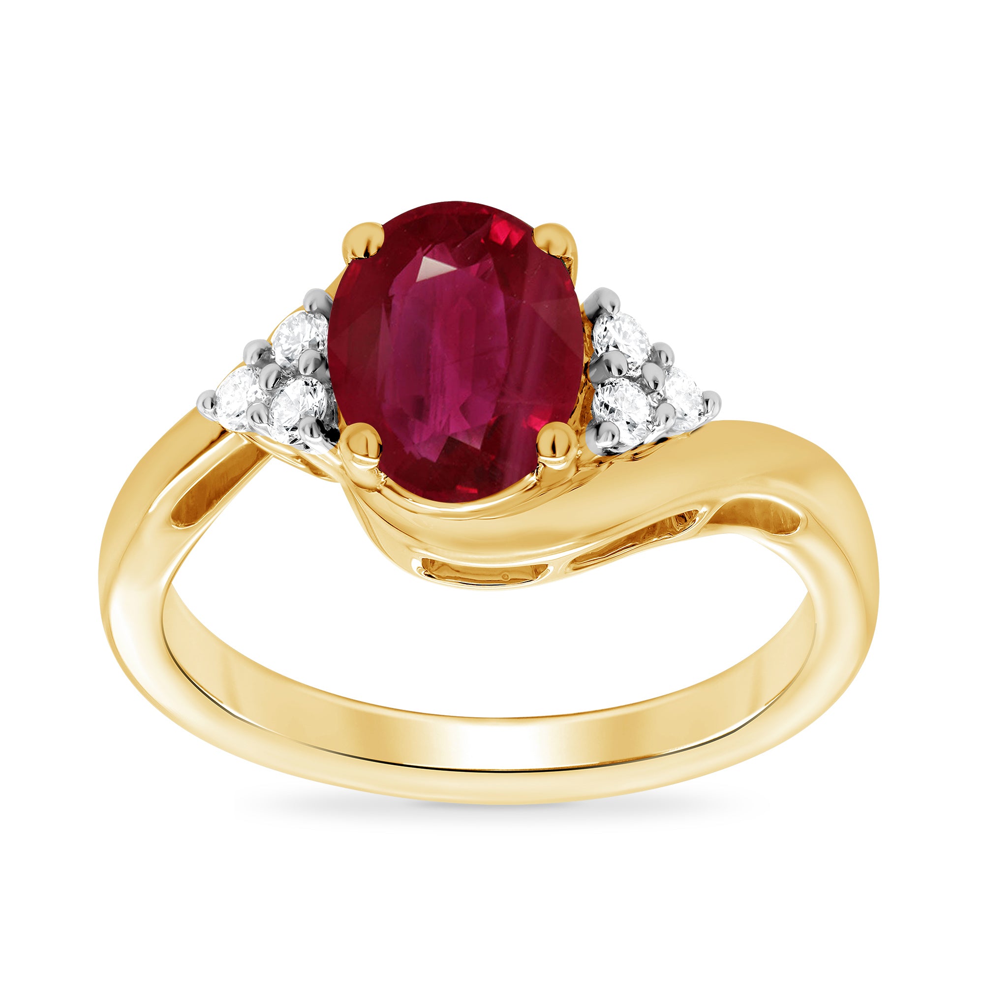 9ct gold 8x6 oval lab created ruby & E/VS diamond ring 0.20cts LG