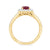 9ct gold 8x6 oval lab created ruby & E/VS diamond shoulders cluster ring 0.50cts LG