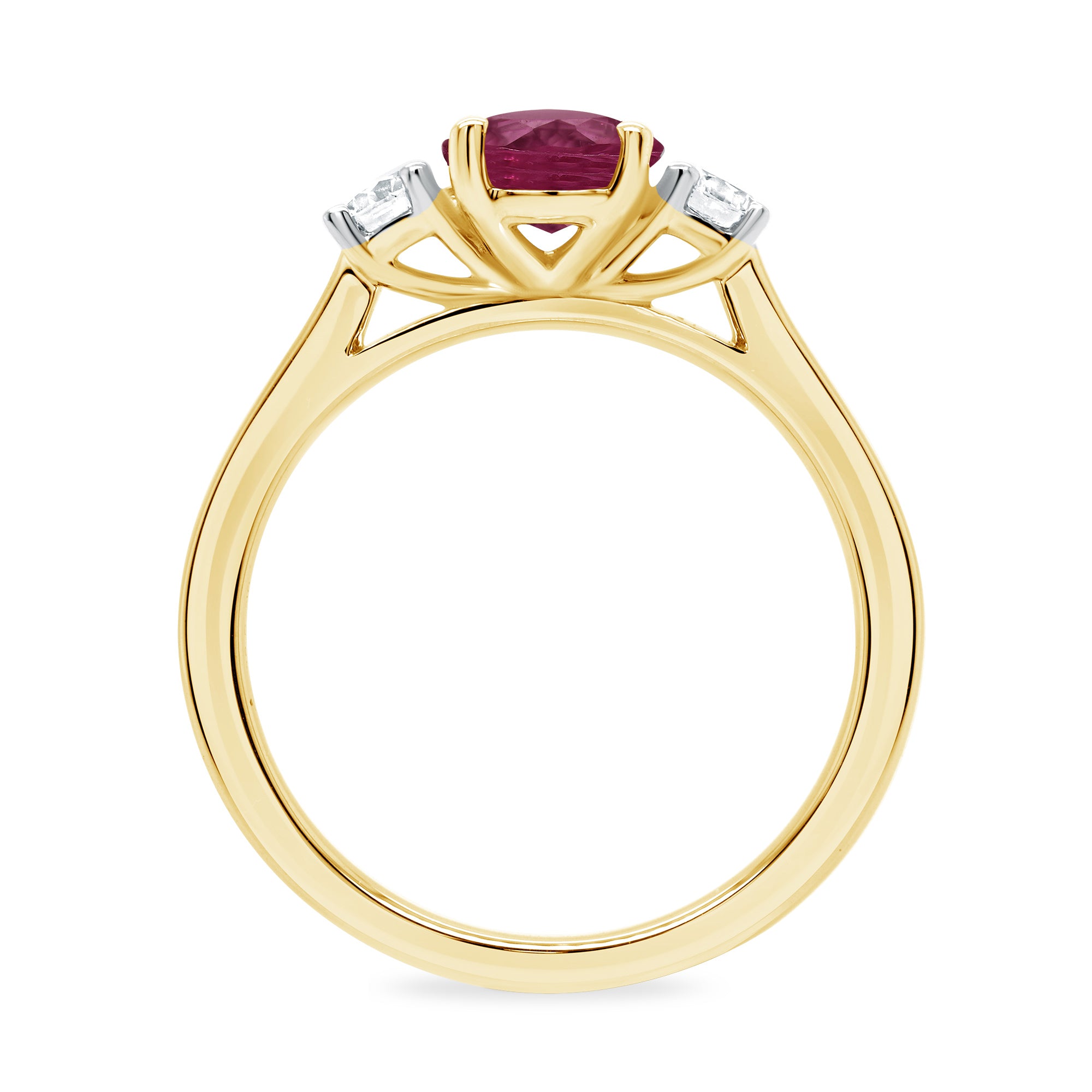 9ct gold 9x7 oval lab created ruby & E/VS diamonds ring 0.25cts LG