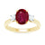 9ct gold 9x7 oval lab created ruby & E/VS diamonds ring 0.25cts LG