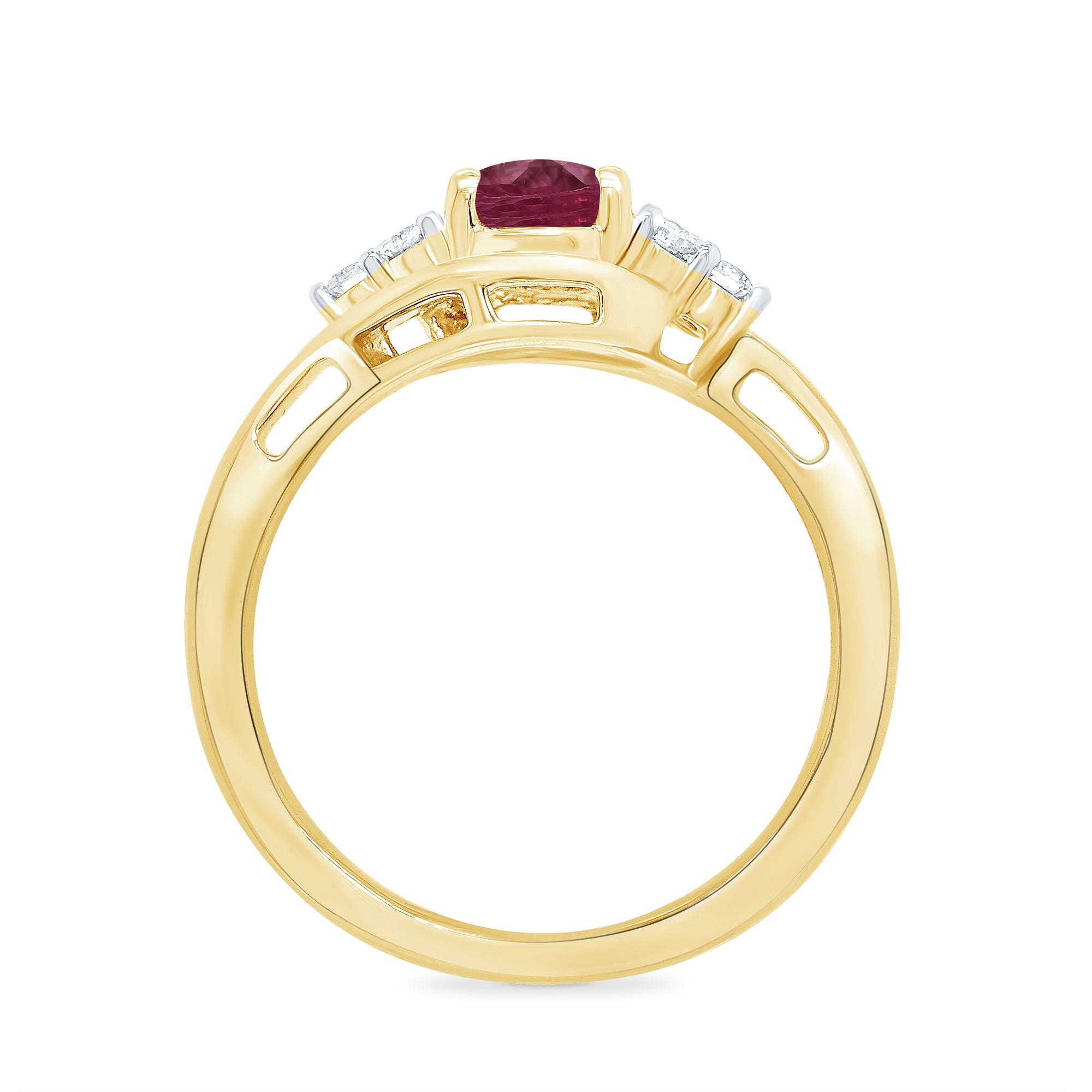 9ct gold 9x7 oval lab created ruby & E/VS diamond ring 0.20cts LG