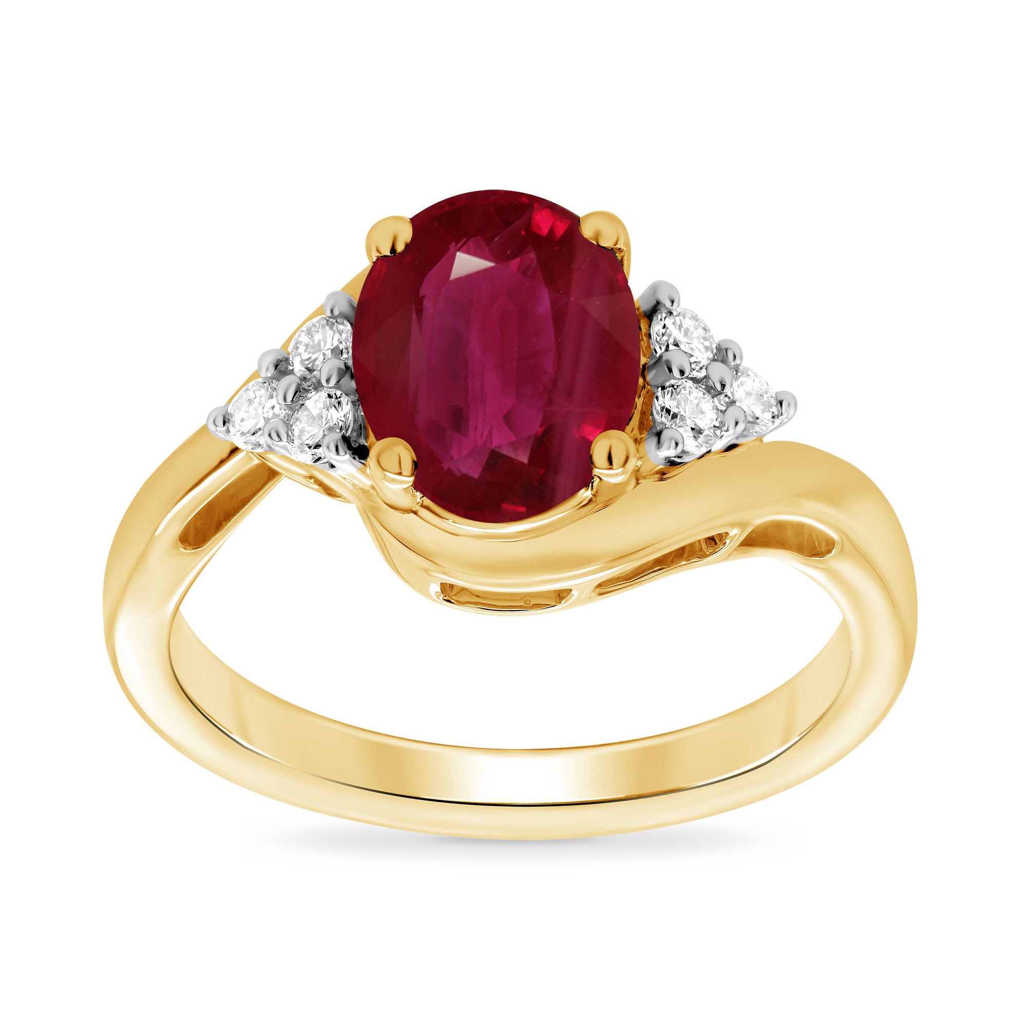 9ct gold 9x7 oval lab created ruby & E/VS diamond ring 0.20cts LG
