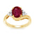 9ct gold 9x7 oval lab created ruby & E/VS diamond ring 0.20cts LG