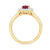 9ct gold 9x7 oval lab created ruby & E/VS diamond shoulders cluster ring 0.50cts LG