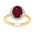 9ct gold 9x7 oval lab created ruby & E/VS diamond cluster ring 0.36cts LG