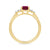 9ct gold 7x5 octagonal lab created ruby & 3 E/VS diamonds each side ring 0.15cts LG