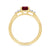 9ct gold 8x6 octagonal lab created ruby & 3 E/VS diamonds each side ring 0.15cts LG