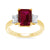 9ct gold 8x6 octagonal lab created ruby & E/VS diamonds ring 0.40cts LG