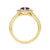 9ct gold 7x5 pear lab created ruby & E/VS diamond shoulders cluster ring 0.50cts LG