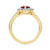 9ct gold 8x6 pear lab created ruby & E/VS diamond shoulders cluster ring 0.50cts LG