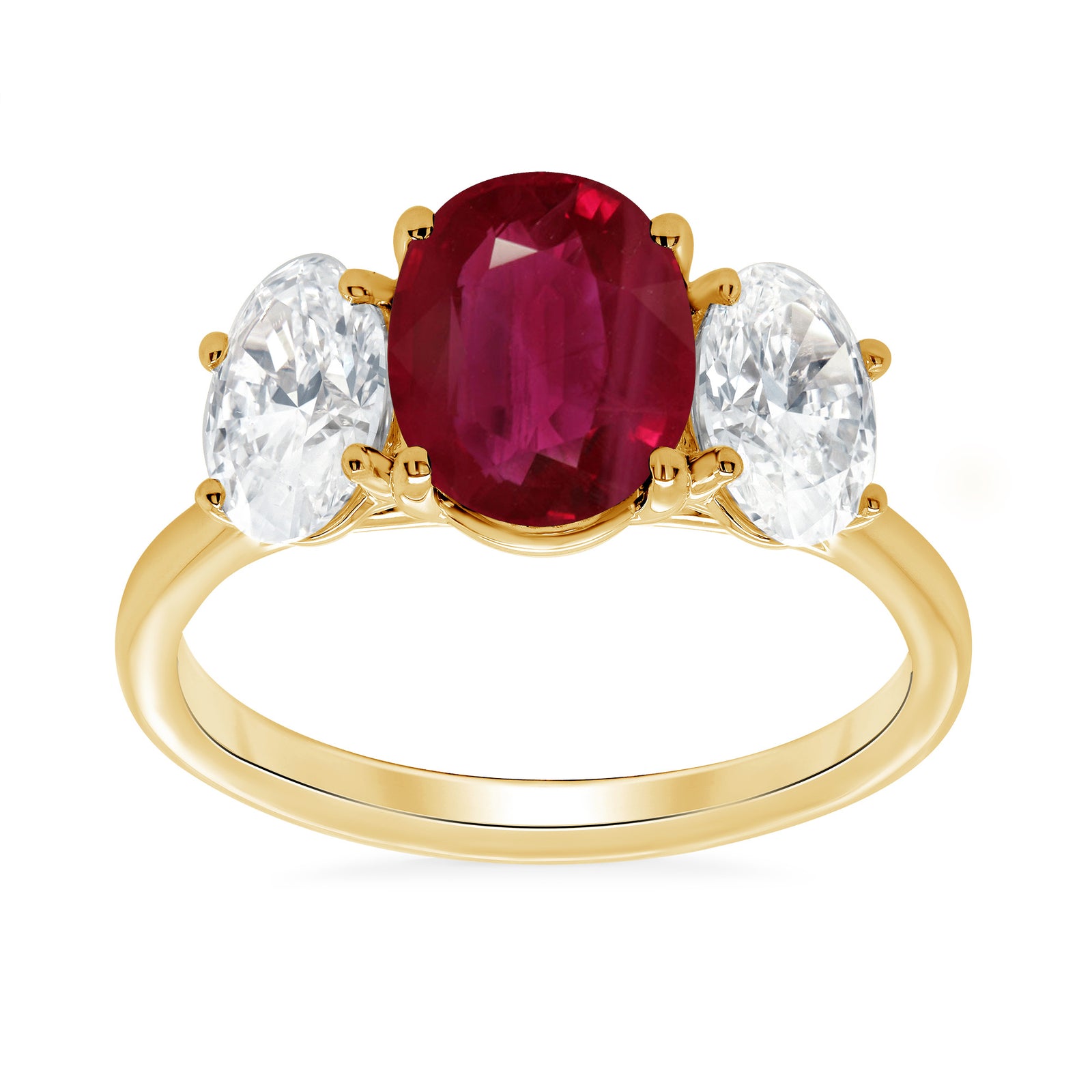 9ct gold 9x7 oval lab created ruby & E/VS diamonds ring 1.50cts LG