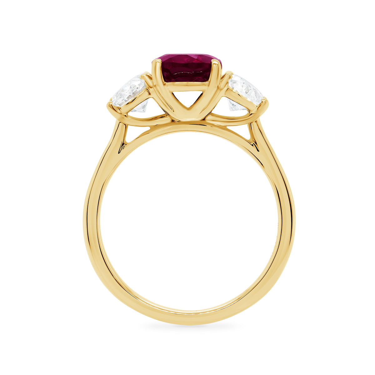 9ct gold 9x7 oval lab created ruby & E/VS diamonds ring 1.50cts LG