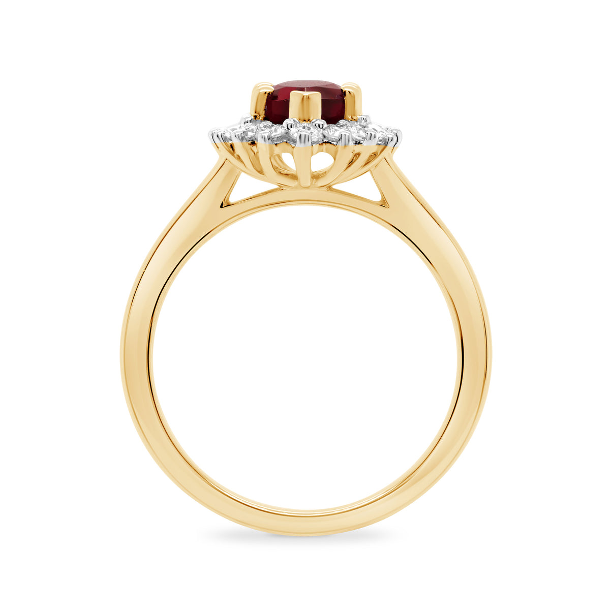 9ct gold 11x6 marquise lab created ruby & E/VS diamonds ring 0.40cts LG