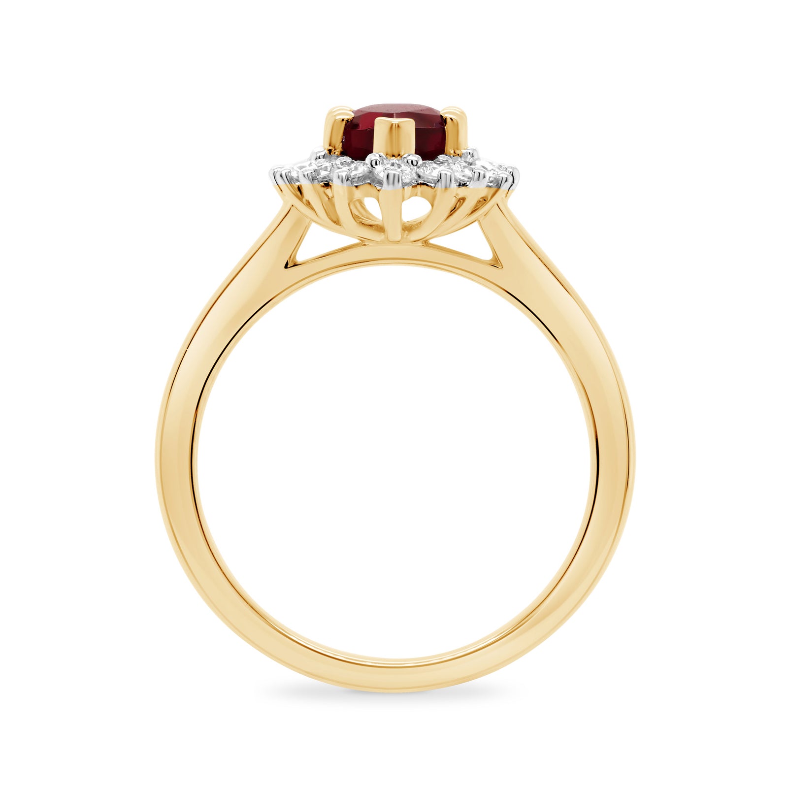 9ct gold 11x6 marquise lab created ruby & E/VS diamonds ring 0.40cts LG