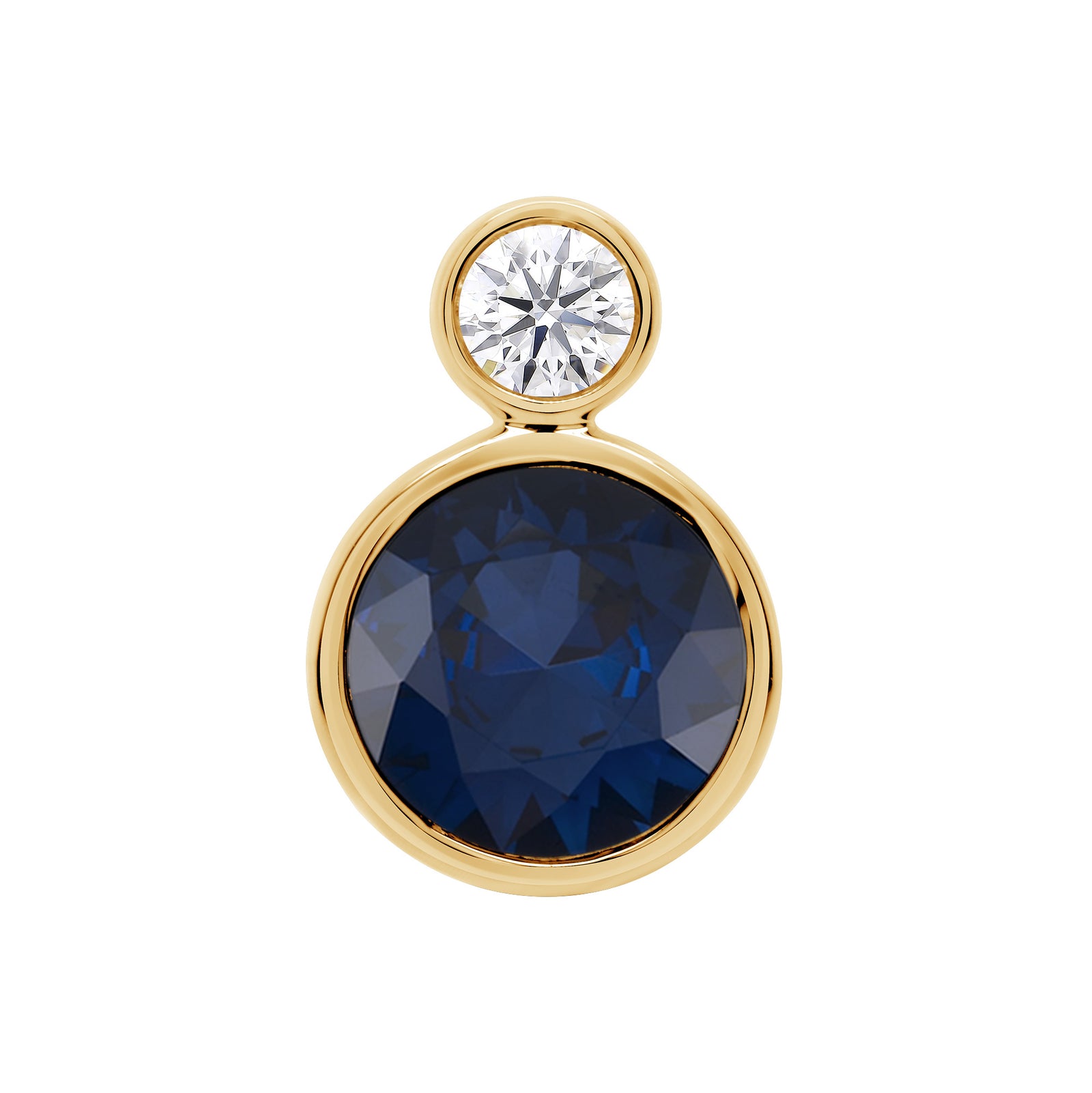 9ct gold 7mm Round Lab Created Sapphire & E/VS Diamonds 0.10cts LG Pendant