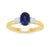 9ct gold 7x5 oval lab created sapphire & E/VS diamonds ring 0.25cts LG