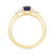 9ct gold 8x6 oval lab created sapphire & 3 E/VS diamonds each side ring 0.15cts LG
