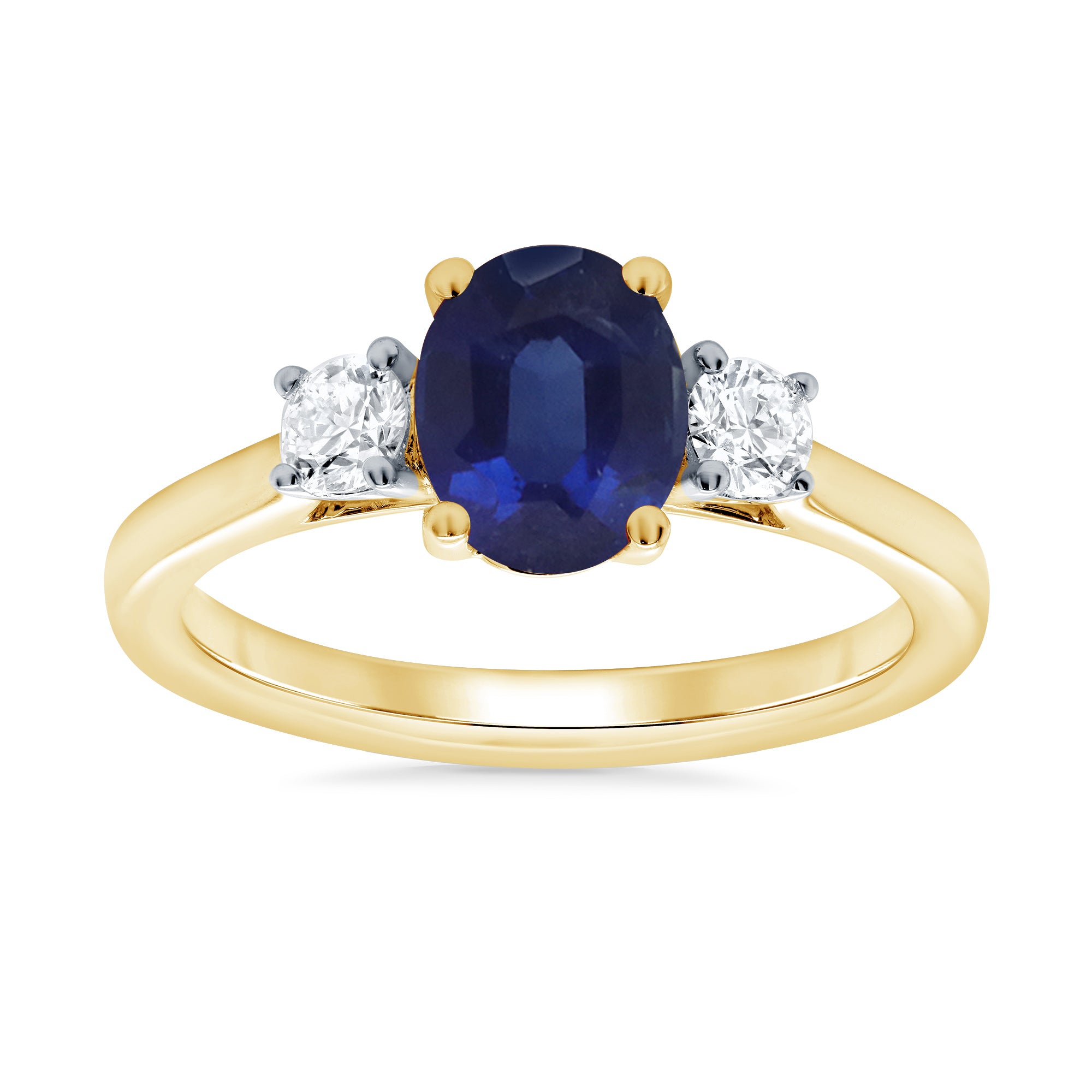 9ct gold 8x6 oval lab created sapphire & E/VS diamonds ring 0.25cts LG
