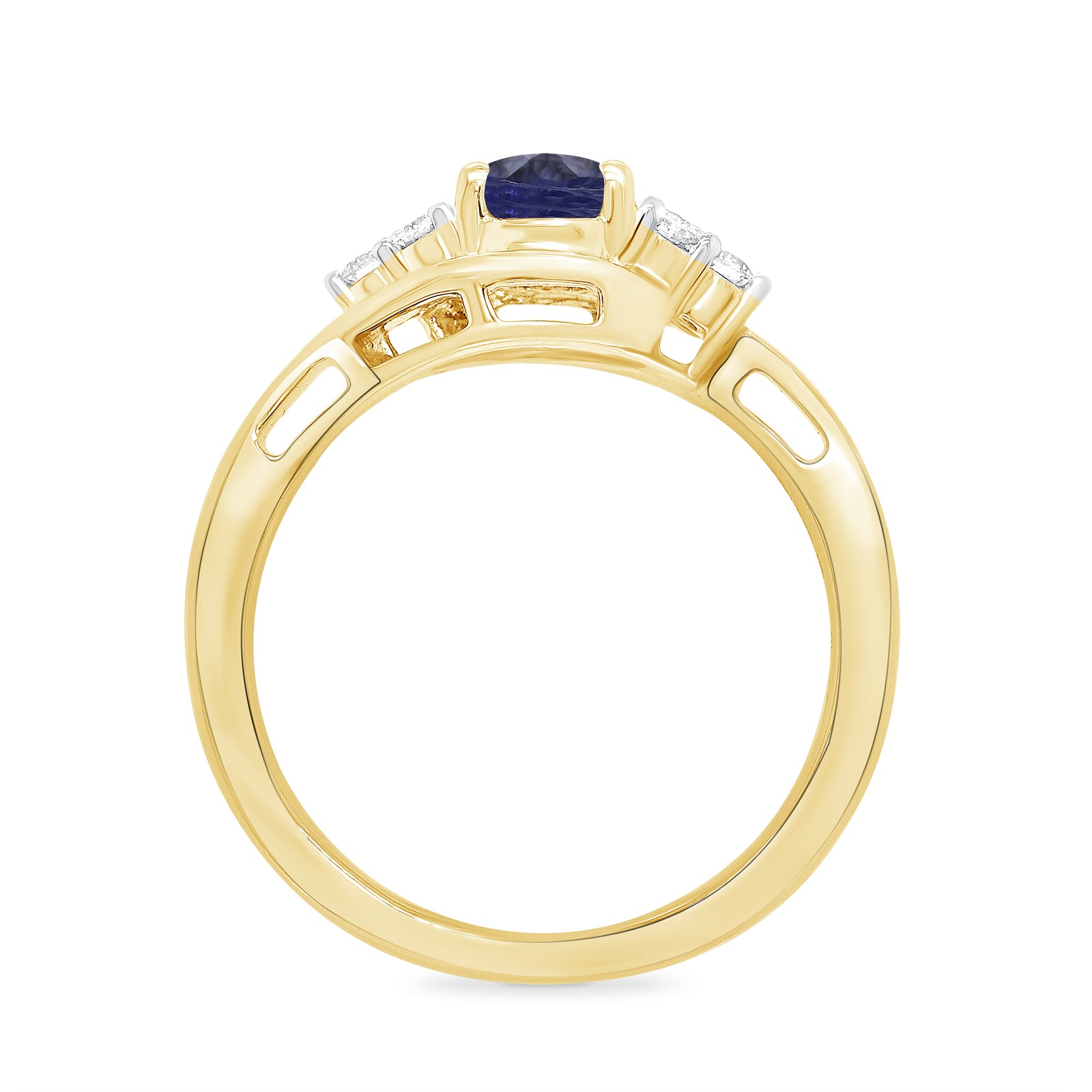9ct gold 8x6 oval lab created sapphire & E/VS diamond ring 0.20cts LG