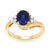 9ct gold 8x6 oval lab created sapphire & E/VS diamond ring 0.20cts LG