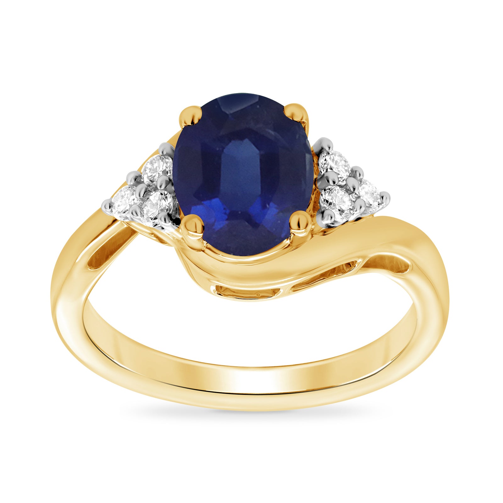 9ct gold 9x7 oval lab created sapphire & E/VS diamond ring 0.20cts LG