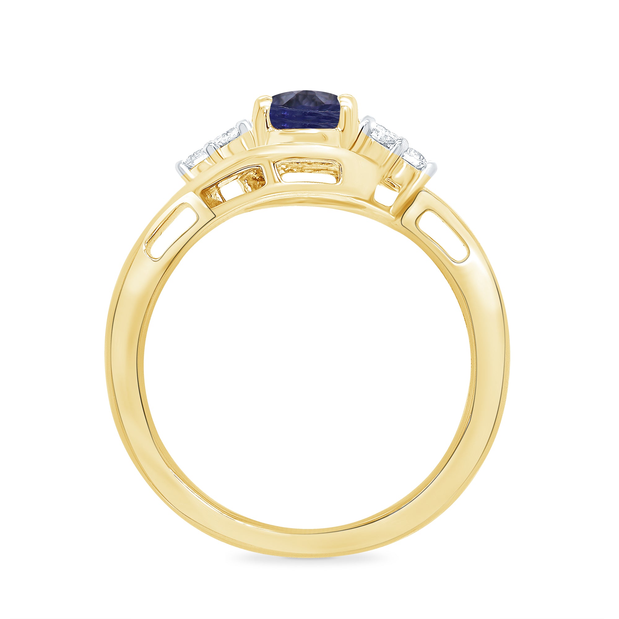 9ct gold 9x7 oval lab created sapphire & E/VS diamond ring 0.20cts LG