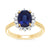 9ct gold 9x7 oval lab created sapphire & E/VS diamond cluster ring 0.36cts LG