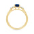 9ct gold 7x5 octagonal lab created sapphire & 3 E/VS diamonds each side ring 0.15cts LG