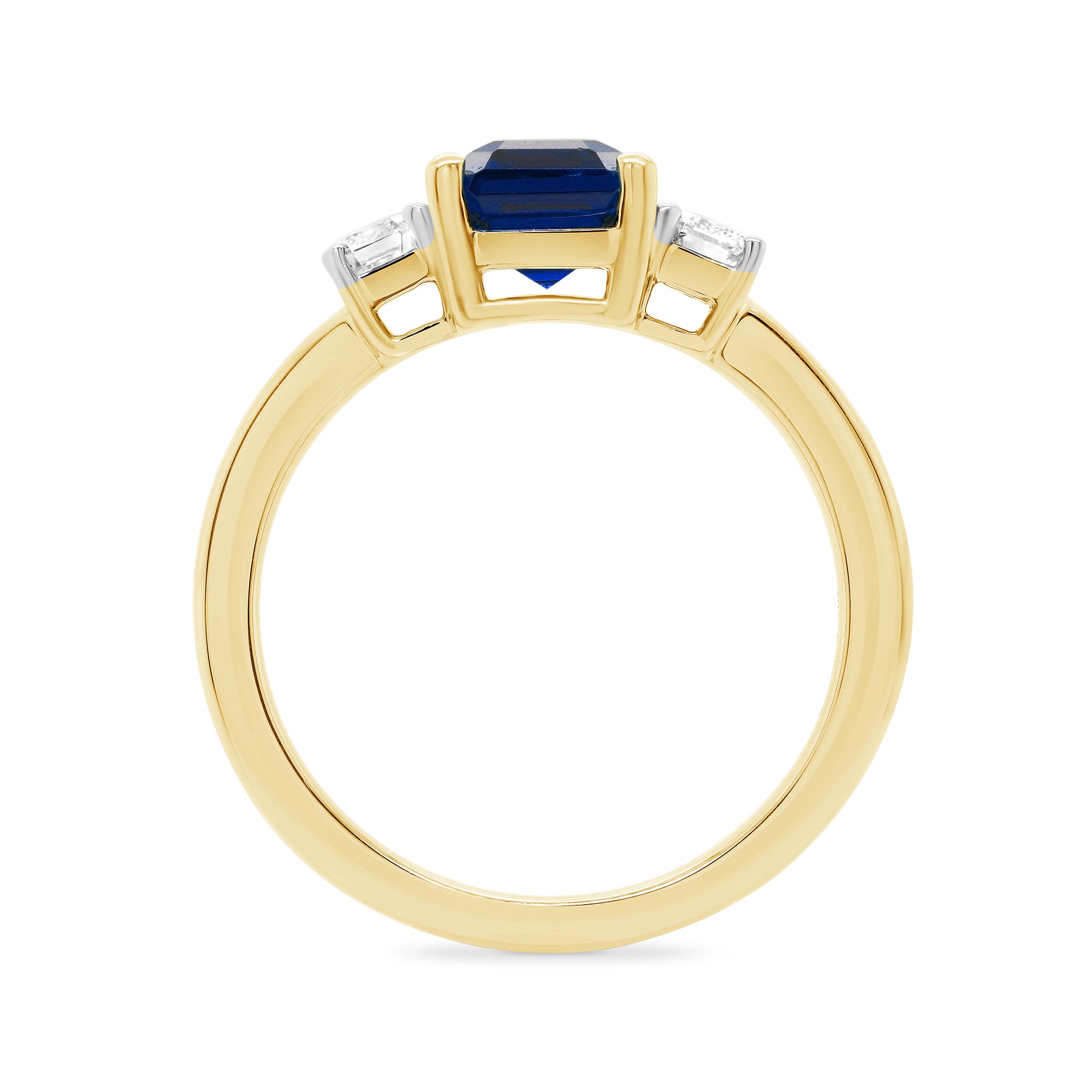 9ct gold 7x5 octagonal lab created sapphire & E/VS diamonds ring 0.40cts LG