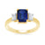 9ct gold 7x5 octagonal lab created sapphire & E/VS diamonds ring 0.40cts LG