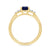9ct gold 8x6 octagonal lab created sapphire & 3 E/VS diamonds each side ring 0.15cts LG