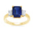 9ct gold 8x6 octagonal lab created sapphire & E/VS diamonds ring 0.40cts LG