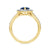 9ct gold 7x5 pear lab created sapphire & E/VS diamond shoulders cluster ring 0.50cts LG