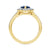 9ct gold 8x6 pear lab created sapphire & E/VS diamond shoulders cluster ring 0.50cts LG
